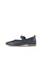 Navy Blue Leather Women's Flat Ballerinas 01Wd3711 - 3