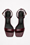 Elaris Women's Single Strap Burgundy Patent Leather Square Toe Heeled Shoes 11cm - 7