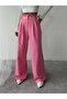 Belted Lace Detailed Palazzo Trousers - Pink - 3