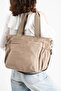 Sn 4017 water-resistant multi-compartment crinkle bag shoulder bag beige - 3