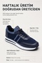 Maratea Navy Blue Knitwear Men's Sneaker Casual Shoes Leather Lined - 6