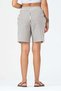 Women's striped cotton shorts with elastic waist and pockets - black/ecru - 5