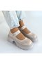 Women's Wedge Heeled Shoes Beige Patent Leather 8 cm Heel Classic Stylish Siyat - 4