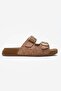 Women's Straw Double Buckle Slippers Taba - 2