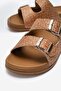 Women's Straw Double Buckle Slippers Taba - 3