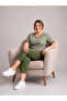 Women's Plus Size 100% Cotton Short Sleeve Capri Two-Piece Set - 4