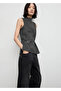 High Collar Belted Blouse