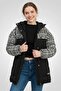 Women Textured Puffer Jacket, Black