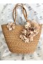 Bi̇anca |   Floral Detailed Straw Beach Bag Large Size Bohemian Summer Bag - 2