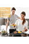 3-Section Non-Stick Divided Frying Pan, Grey Granite Finish, Wooden Handle, 35x18cm, for Breakfast Cooking - 6