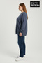 Women's Plus Size Crew Neck Sleeves and Hem Ribbed Slim Sweatshirt Spr26Bswk956 - 2