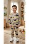 Brushed Inside Milk Coffee Road Car Patterned Long Sleeve Pajama Set for Boys
