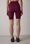 Burgundy High Waist Biker Boy Relax Feel Leggings - 3
