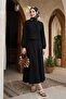 Modal Ribbon Detail Skirted Black Suit