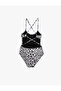 Leopard Patterned Swimsuit with Thin Straps and Tie Detail - 7