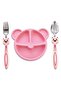 Baby 3 Piece Rabbit Figured Children's Fork Spoon and Food Plate set Baby Plate Fork Spoon Set (pink) - 2