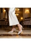 Gardena Silver Stone Detail White Thin Heeled Shoes - 6