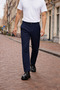 Men's Daily Basic Cotton Navy Blue Fabric Trousers - 4