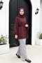 Double Fabric Waist Belted Wide Leg Trousers -Grey - 5