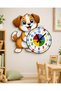 Cute Dog Montessori Kids' Room Educational Wooden Wall Clock - Silent Mechanism, Stylish Design Clock - 7