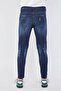 Men's Skinny Fit Paint Detailed Jeans Dark Blue Narrow Leg - 5