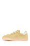 Women's Yellow Lace-Up Suede Leather Sneaker 26Pfd371110 - 3