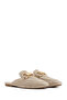 Women's Beige Buckle Suede Leather Slippers 26Sfd200710 - 2