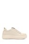 Women's Beige Lace-Up Thick Sole Sports Shoes, Genuine Leather Sneaker 25Afd290218