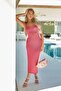 Back Low-cut Tied Body-fitting Knee-length Knitted Dress - 4