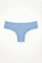 Women's Triple Cotton Brazilian Panties 4376 Petrol-Light Blue-White Color - 3
