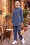Double Pocket Hooded Two-Piece Set 1668 - Blue