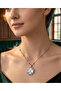 Silver Color White Stone Van Cleff Clover Drop Stone Model Ball Chain Steel Necklace - 2
