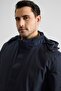 Navy Blue Slim Pocketless Coat - 3