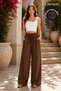 Cotton Muslin Fabric Summer Sweat-Repellent Cotton High Waist Wide Leg Palazzo Women's Trousers - 2