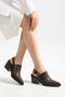 Bitter Brown Matte Leather Buckled Embroidered Closed Front Open Back Western Cowboy Sandals Shoes - 5