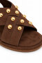 Lusso Brown Cross-Strapped Suede Sandals with Gold Accessory Detail - 5