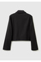 Women's Black Wool Blend Short Jacket with Hidden Buttons and Patch Pockets - 3