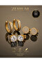 Women's Gold Steel 3-Piece Earring Set with Zircon Stone, Solitaire and Hoop Combination