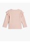 Basic T-Shirt Ruffle Detailed Long Sleeve Camisole Crew Neck Soft Textured - 2