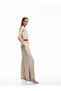 Viscose Fabric Comfortable Fit Slit Detailed Double Breasted Oversize Trousers with Laced Waist and Pockets
