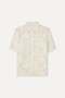 Women's Beige Embroidered Short Sleeve Shirt - 6