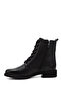 Women's Black Zippered Rubber Sole Genuine Leather Boots - 5