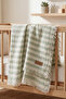 100% Cotton 4 Layer Muslin Striped Baby Blanket Sage Green 110X110 cm - 6