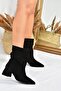 Black Suede Low Heeled Women's Boots L820010502