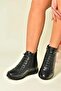 Black Genuine Leather Comfort Orthopedic Sole Women's Boots N555391003