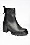 R654006503 Black Genuine Leather Thick Heeled Women's Boots - 6