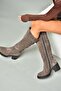 R654047702 Smoked Genuine Leather Suede Thick Heeled Women's Boots - 2