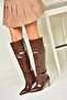 N 749204011   Brown Croco Print Low Heeled Women's Boots - 2