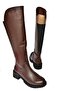 N654032803 Brown Genuine Leather Low Heeled Women's Boots - 6