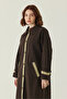 Lace Detailed Long Trench Coat Bitter Brown - 4